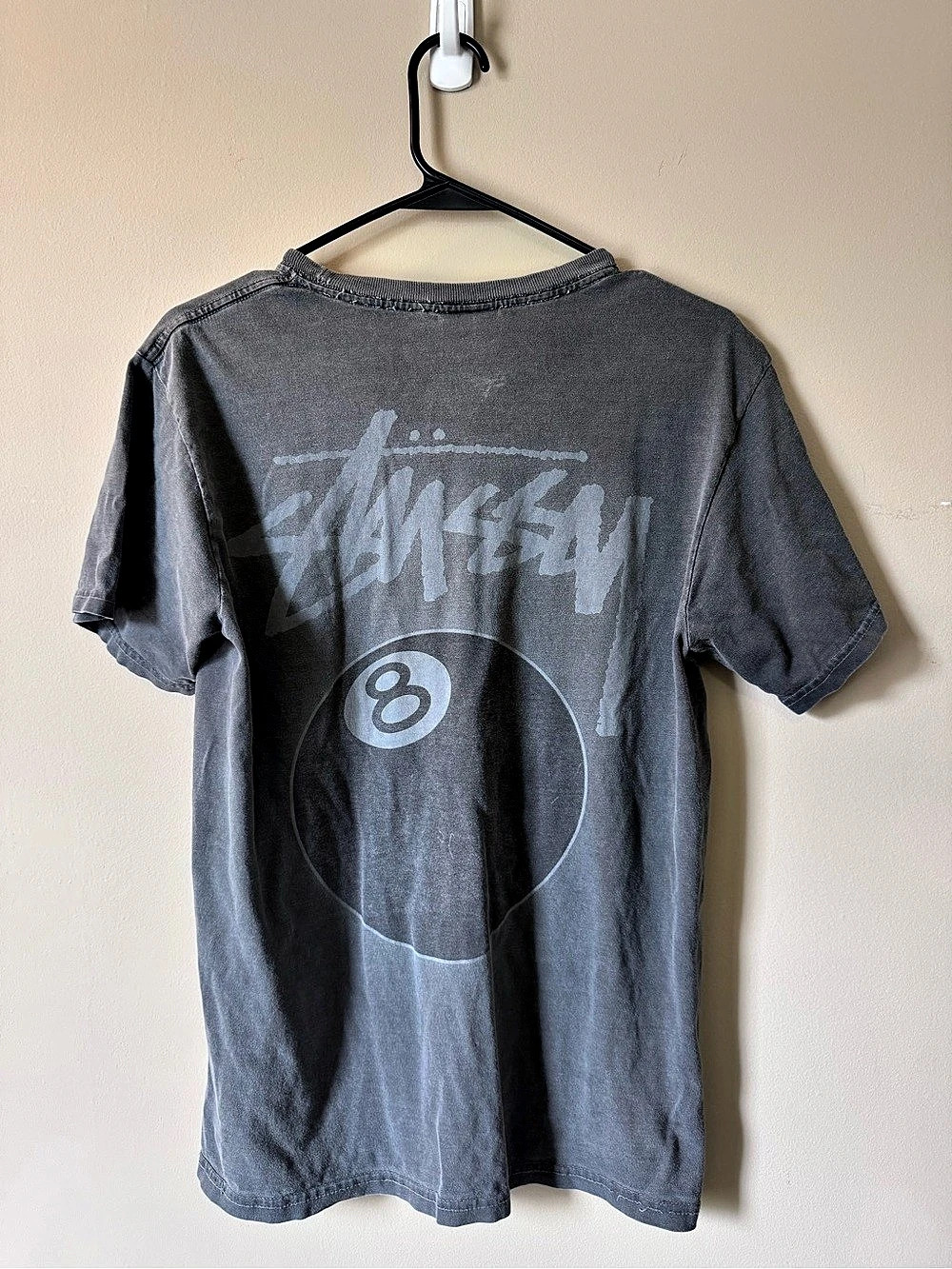 Stussy 8 Ball Gray Graphic T-Shirt Size Small